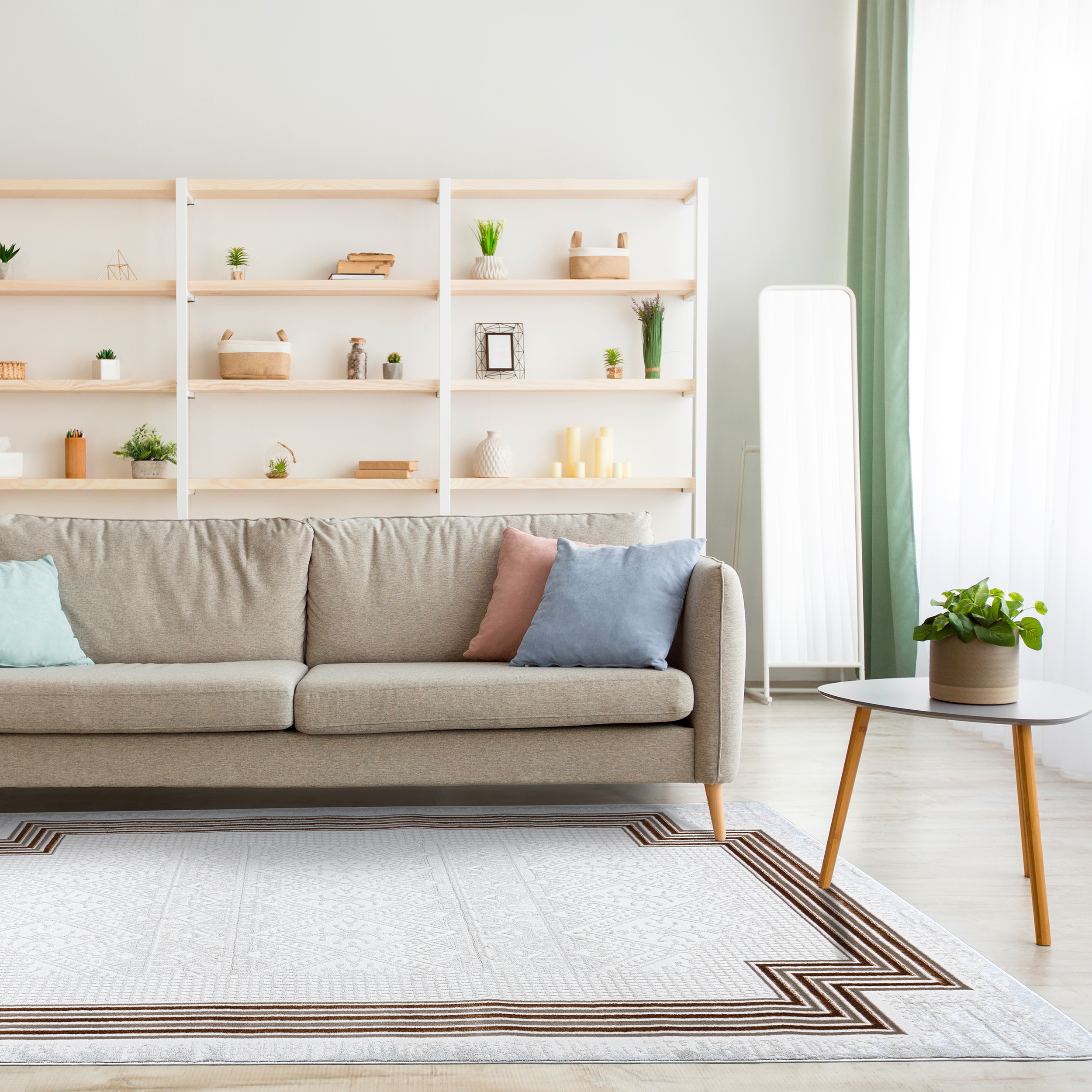 Classic Elegance Ivory Rug with Bronze Border