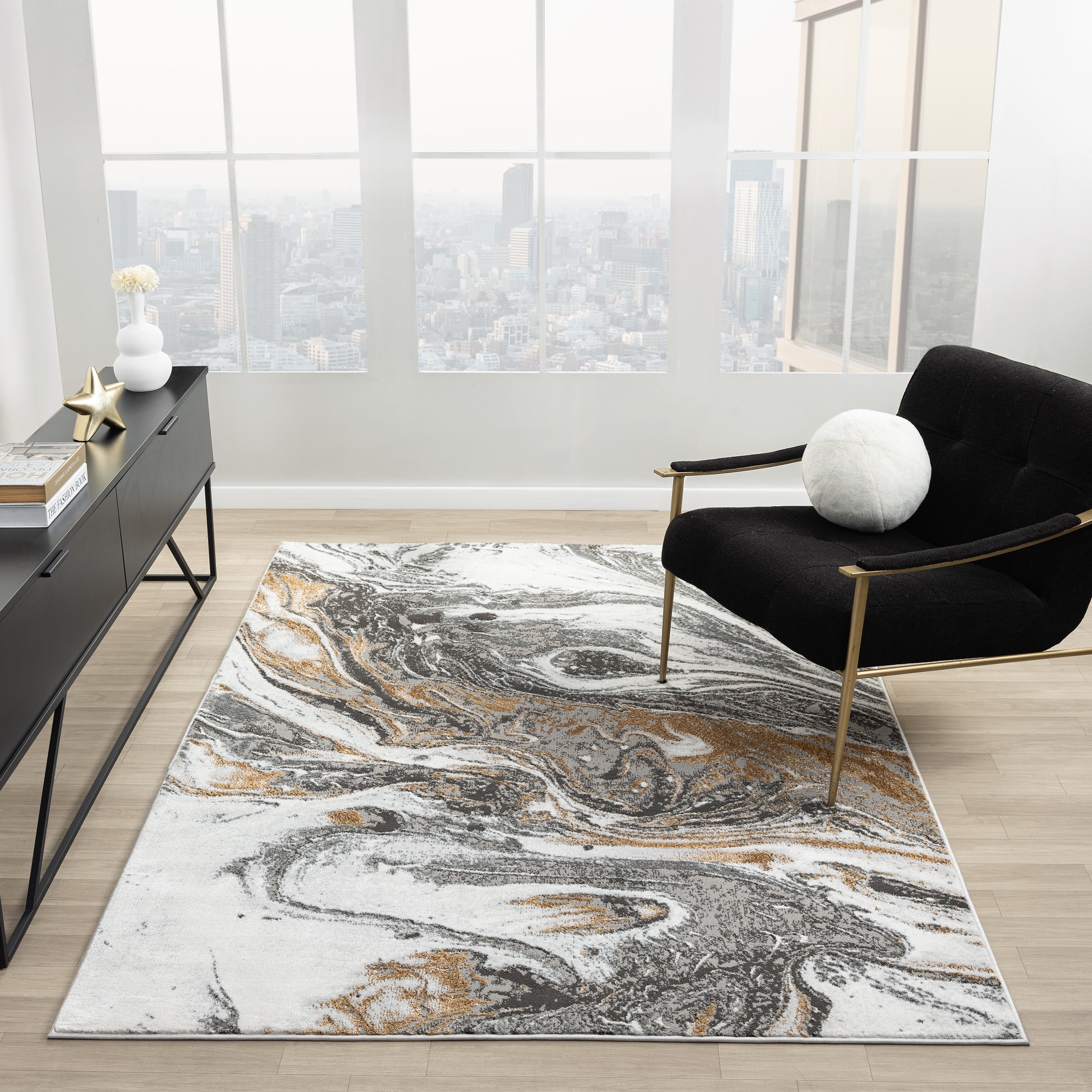 Grey Luxurious Swirls Rug