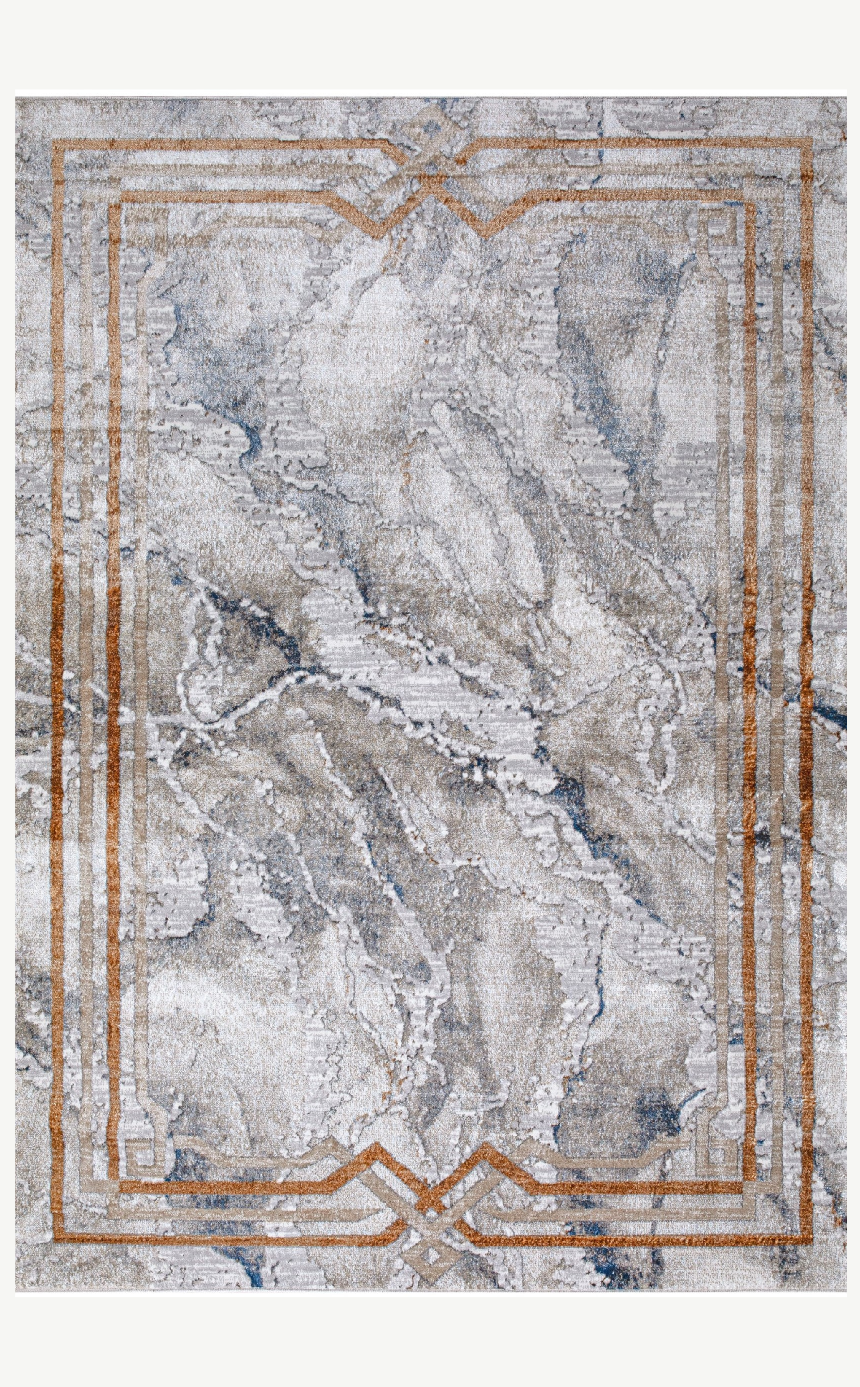 Elegance in Motion Bronze, Grey & Blue Marble-Effect Rug