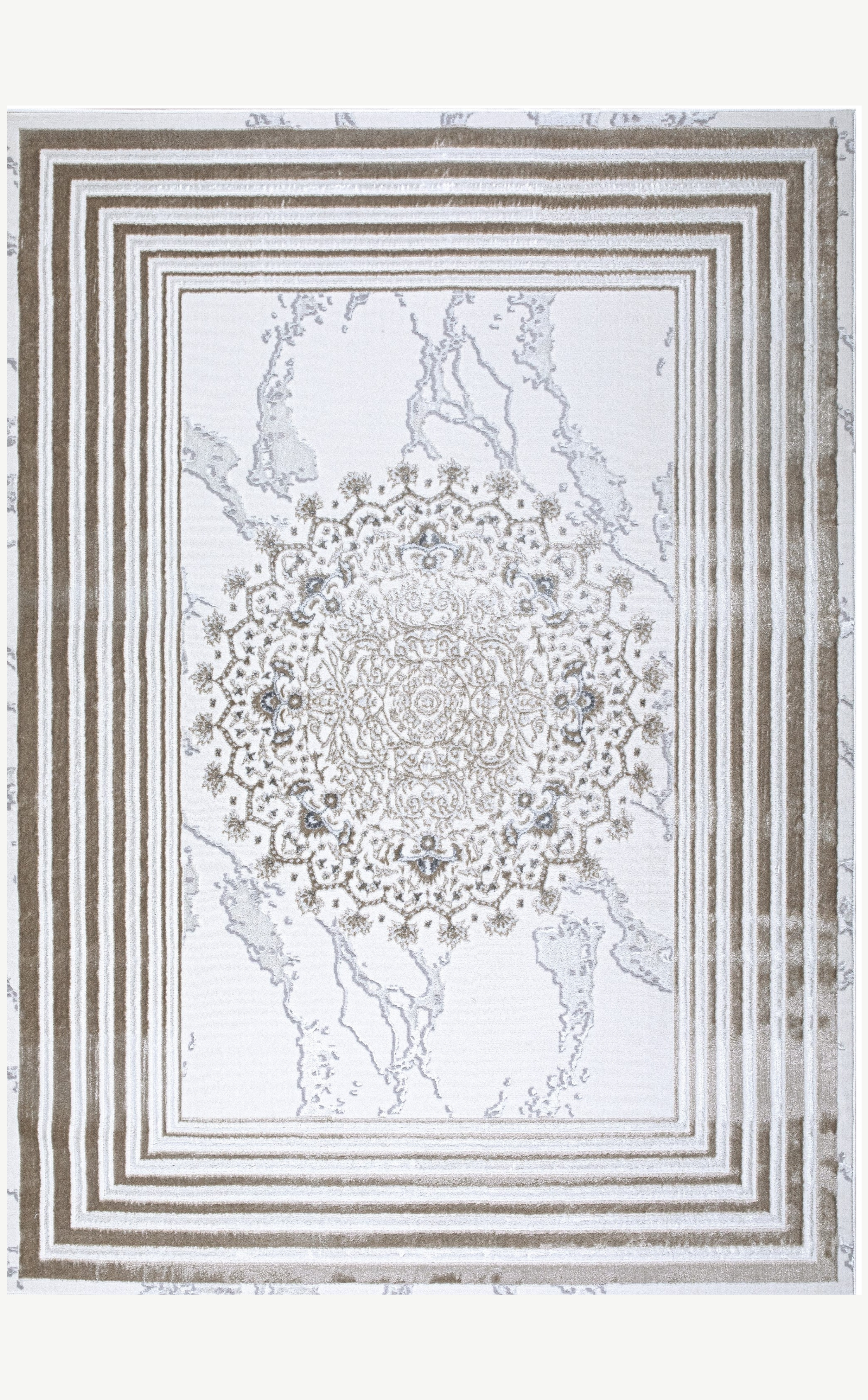 Timeless Tradition Grey and Ivory Marble-Look Rug