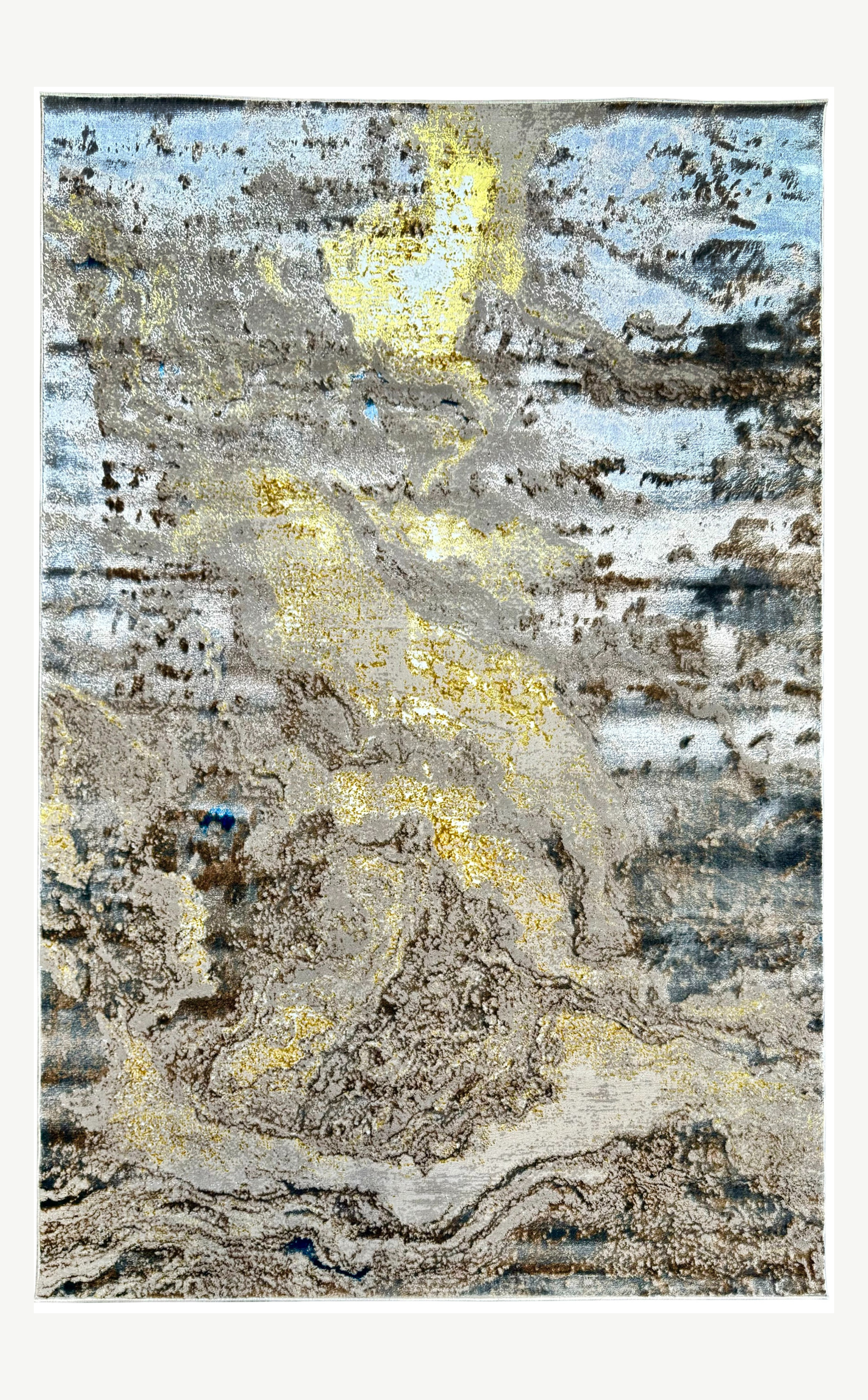 Gilded Ocean Gold and Blue Distress Rug